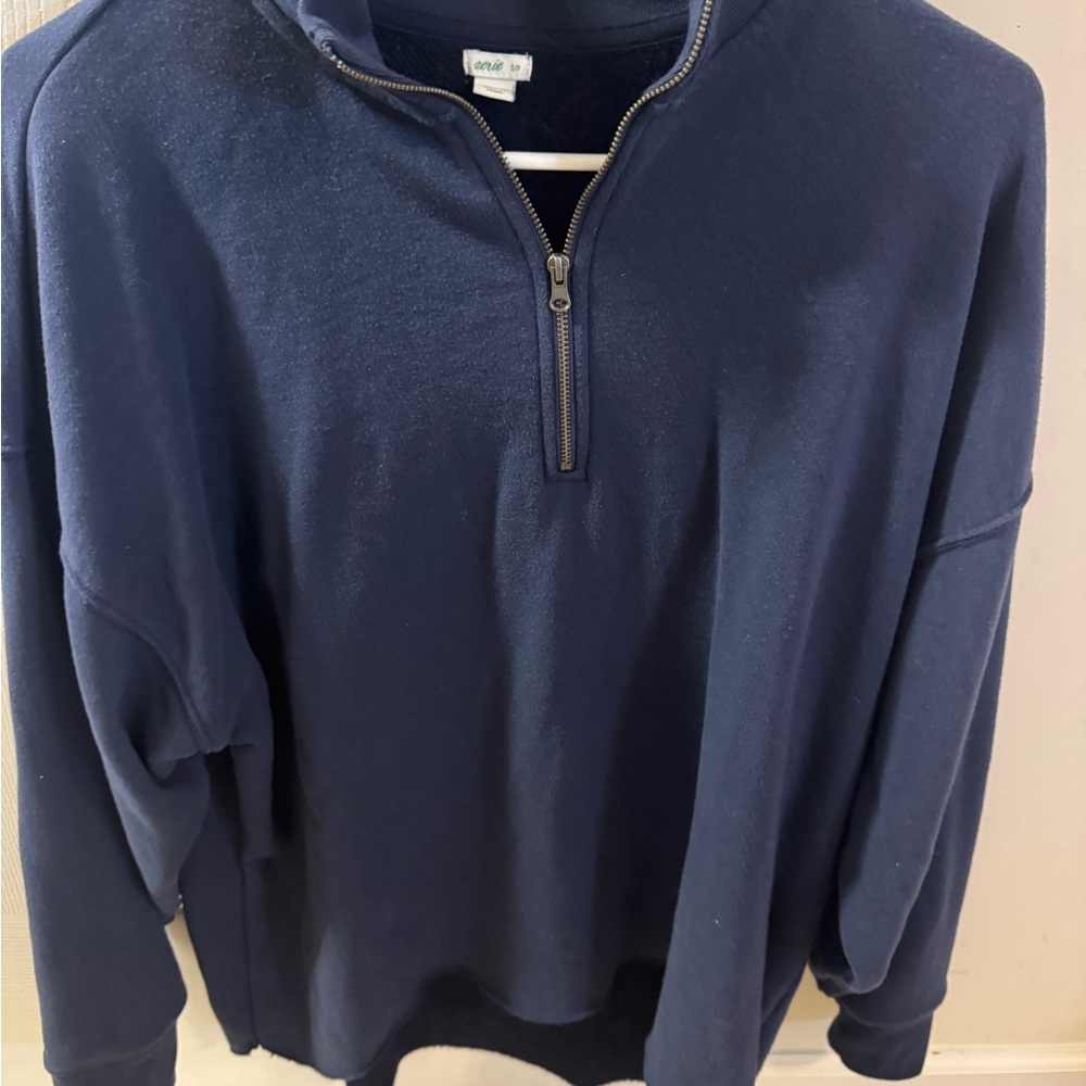 Aerie Deep Blue Zip-Up Sweater